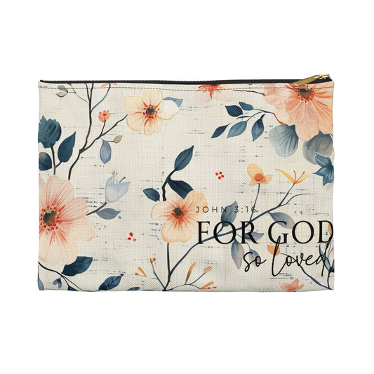 John 3:16 Floral Accessory Pouch